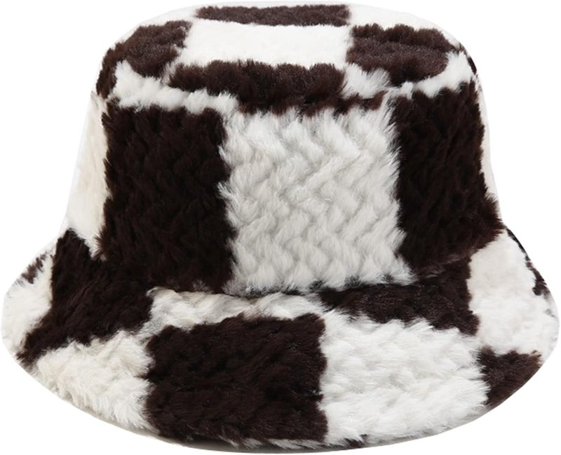 Dirholl Women's Winter Faux Fur Fuzzy Warm Bucket Hat - Image 1